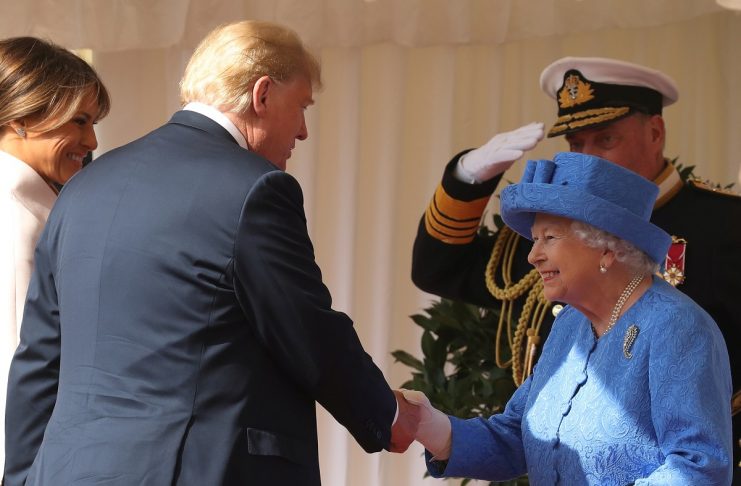 Britain’s Queen Elizabeth greets U.S. President, Donald Trump and First Lady, Melania Trump  at Windsor Castle, Windsor