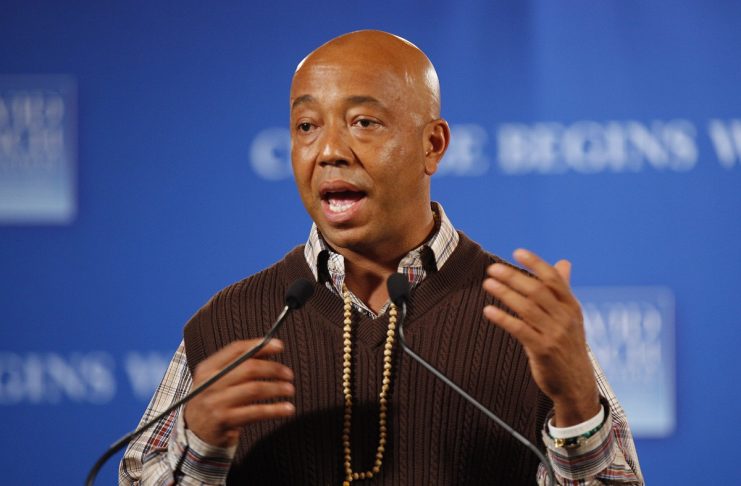 Musician Russell Simmons speaks at a news conference in New York