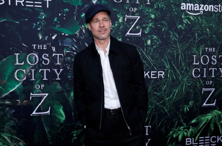 Producer Pitt poses at the premiere of the movie “The Lost City of Z” in Los Angeles