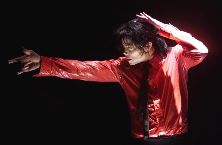 Pop singer Michael Jackson performs at “A Night At The Apollo”, a Democratic National Committee fund..