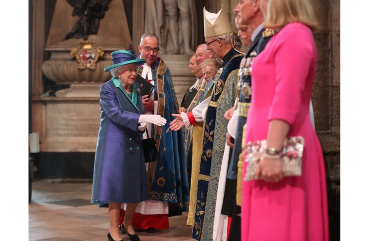 Britain’s Queen Elizabeth arrives at Westminster Abbey for a service to mark the centenary of the Royal Air Force, in central London