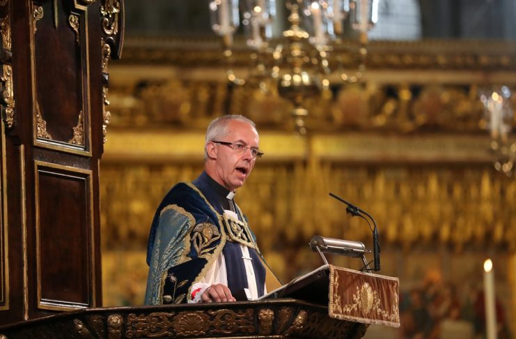 The Archbishop of Canterbury, Justin Welby, speaks at Westminster Abbey for a service to mark the centenary of the Royal Air Force, in central London