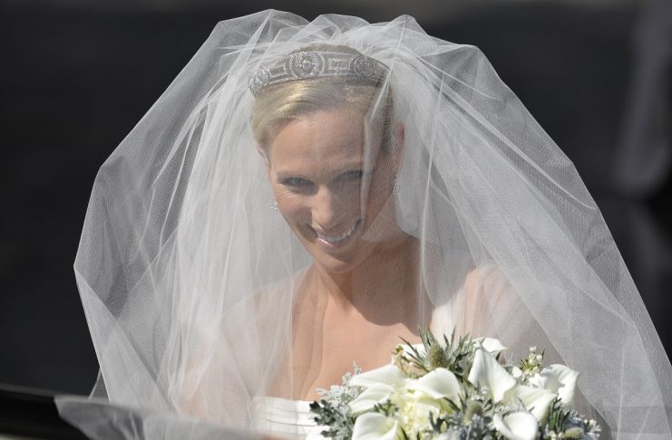Britain’s Zara Phillips arrives for her wedding to Mike Tindall, at Canongate Kirk in Edinburgh, Scotland