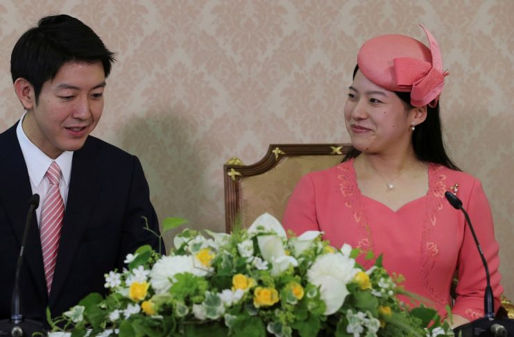 Japanese Princess Ayako and her fiance Moriya attend a news conference to announce their engagement in Tokyo