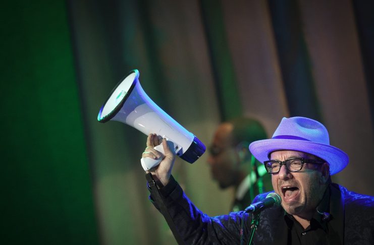 Singer Elvis Costello performs during the awards dinner at the Clinton Global Initiative 2013 (CGI) in New York