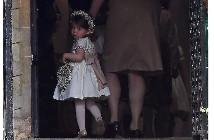 Britain’s Princess Charlotte, a bridesmaid, attends the wedding of her aunt Pippa Middleton to James Matthews at St Mark’s Church in Englefield