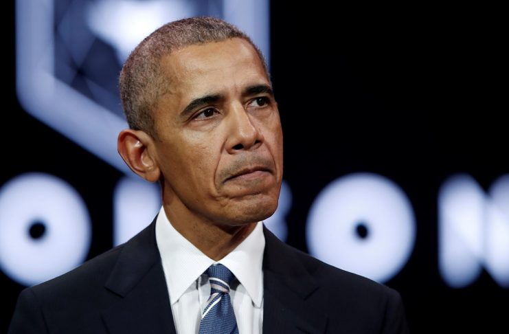 Former US president Barack Obama speaks at a conference in Paris