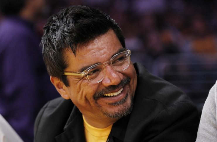Comedian George Lopez attends the NBA basketball game between the Los Angeles Lakers and the Chicago Bulls in Los Angeles