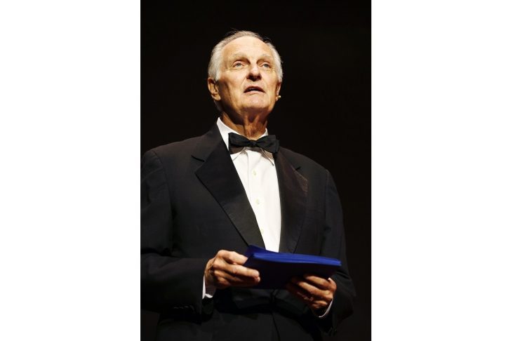 U.S. actor Alan Alda, the master of ceremony for the Kavli-prizes for 2012 speaks during the event in Oslo