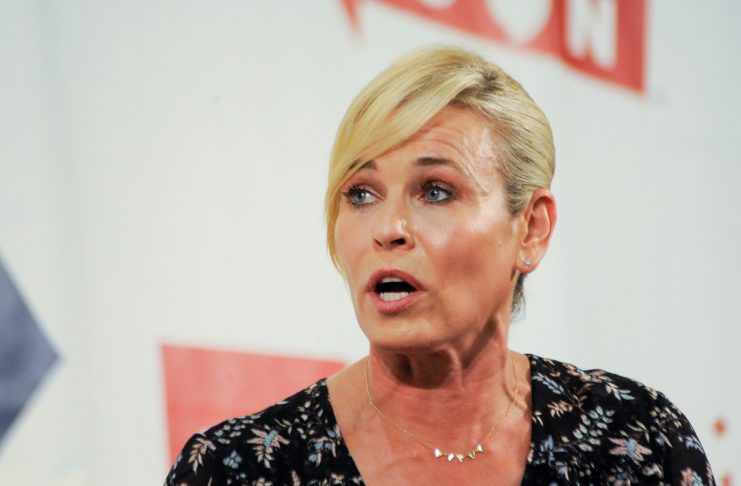 Netflix show host Chelsea Handler talks on stage at Politicon, “the unconventional political convention”, at the Pasadena Convention Center in Pasadena