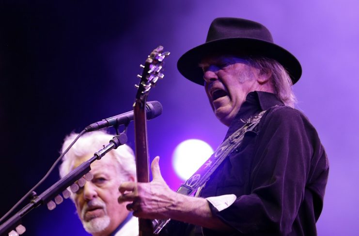Canadian musician Neil Young and his band Crazy Horse perform at the Paleo Festival in Nyon