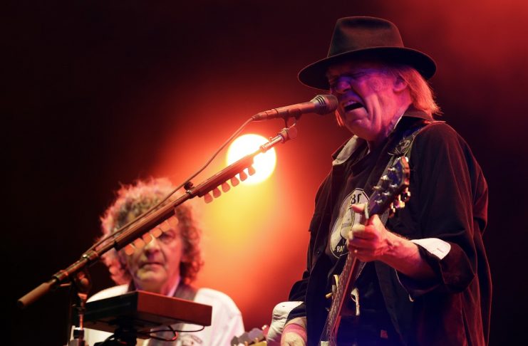 Canadian musician Neil Young and his band Crazy Horse perform at the Paleo Festival in Nyon