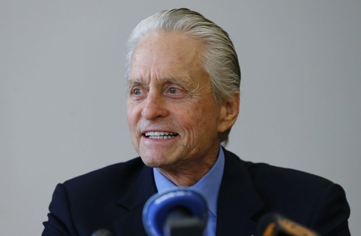 U.S. actor and U.N. Messenger for Peace Douglas addresses a news conference on nuclear disarmament a the United Nations European headquarters in Geneva