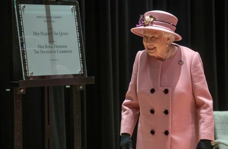 Britain’s Queen Elizabeth and Catherine, Duchess of Cambridge visit King’s College London