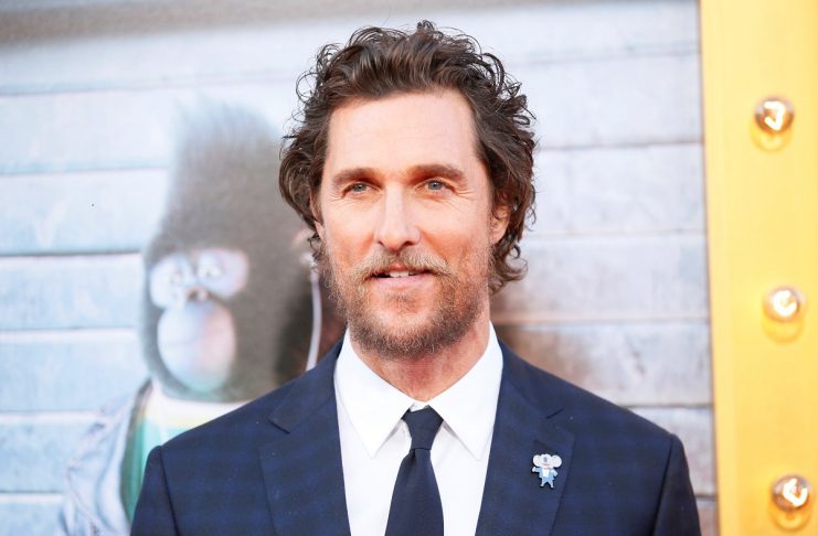 Actor Matthew McConaughey poses at the world premiere of the film “Sing” in Los Angeles