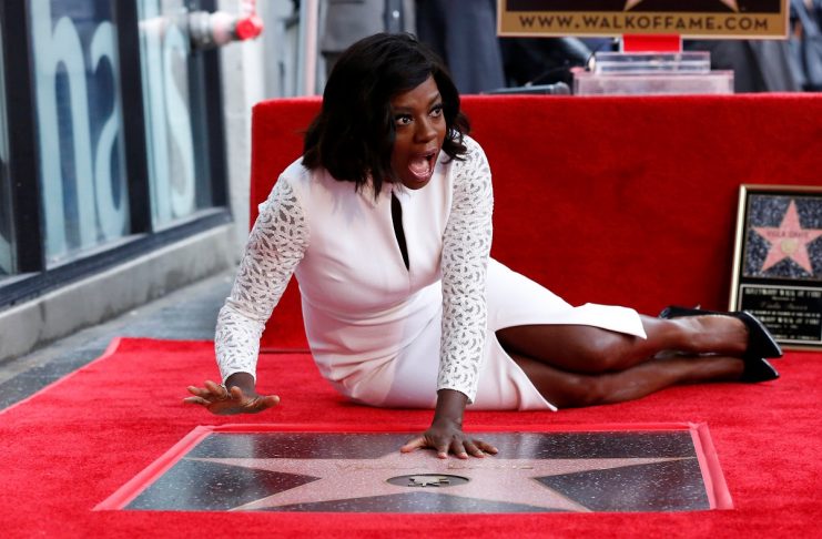 Actor Davis touches her star after it was unveiled on the Hollywood Walk of Fame in Hollywood