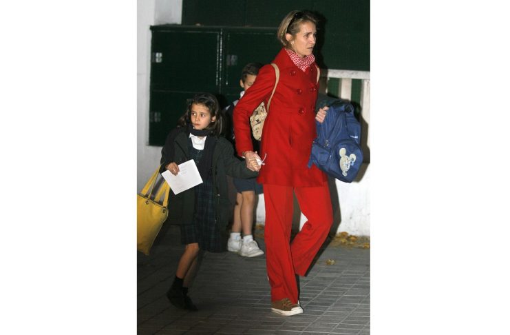 Spain’s Princess Elena picks up children from school in central Madrid