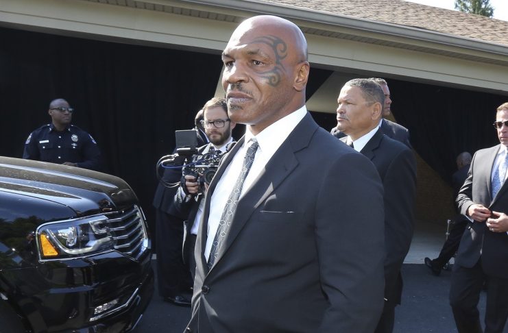 Pallbearer Mike Tyson leaves the funeral home to attend Muhammad Ali’s memorial in Louisville