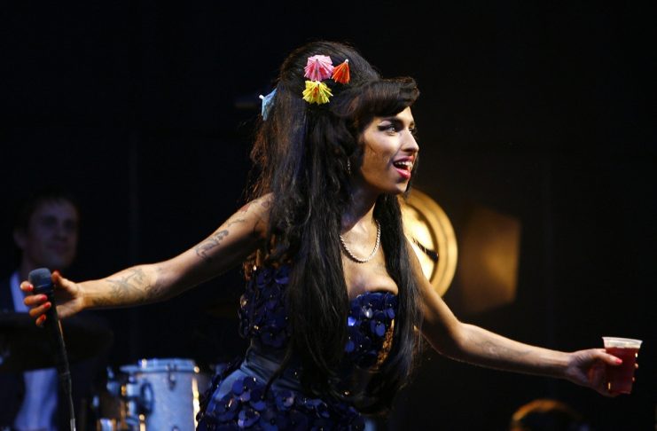 British singer Amy Winehouse performs at the Glastonbury Festival 2008 in Somerset in south west England