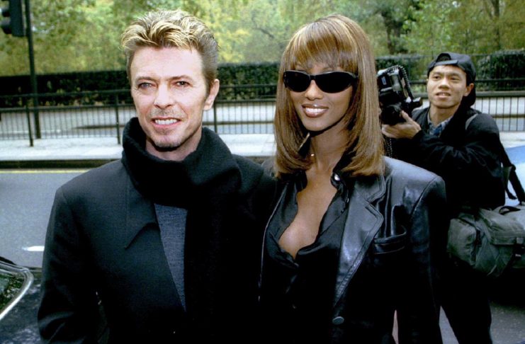 Rock star David Bowie and wife Iman arrive at the “Q” music awards at the Park Lane Hotel November 7..