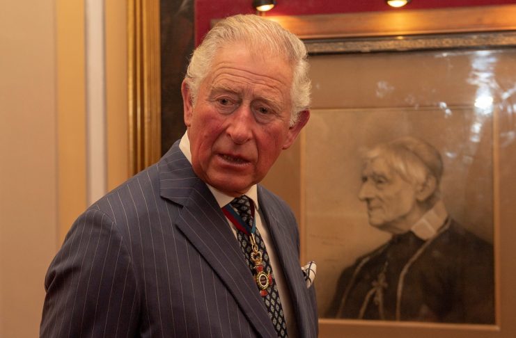 Britain’s Prince Charles visits an exhibition of Cardinal Newman’s life and work at the Venerable English College in Rome