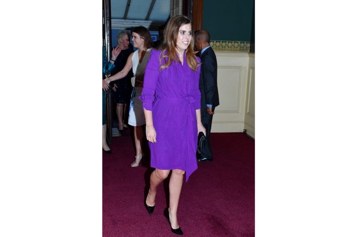 Britain’s Princess Beatrice arrives for a special concert “The Queen’s Birthday Party” in London