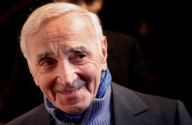 French singer Charles Aznavour attends the annual dinner of CCAF (Co-ordination Council of Armenian organisations of France), in Paris