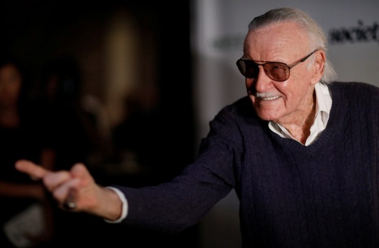 Marvel Comics co-creator Lee poses at a tribute event “Extraordinary: Stan Lee” at the Saban Theatre in Beverly Hills