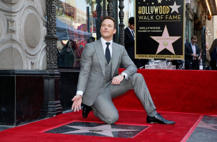 Actor Chris Pratt poses during a ceremony honoring him with a star on the Hollywood Walk of Fame in Hollywood