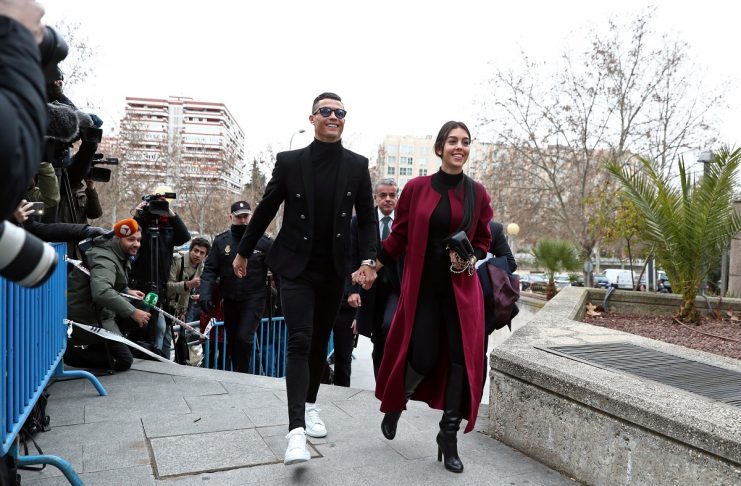 Portugal’s soccer player Cristiano Ronaldo arrives to appear in court on a trial for tax fraud in Madrid