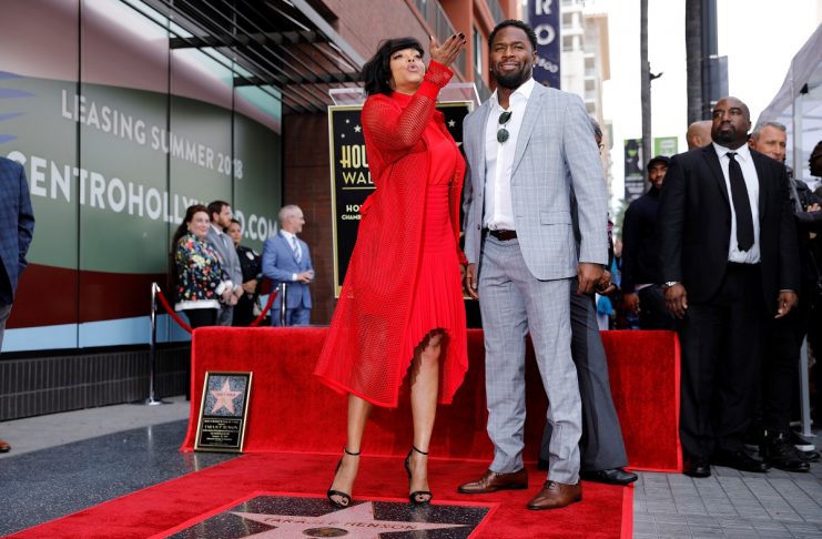 Actor Taraji P. Henson poses with her fiancee Kelvin Hayden after receiving a star on Hollywood’s Walk of Fame in Los Angeles