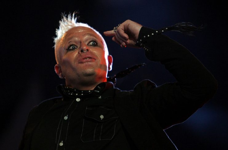 British singer Keith Flint of techno group “The Prodigy” performs during the first day of the Isle of Wight Festival