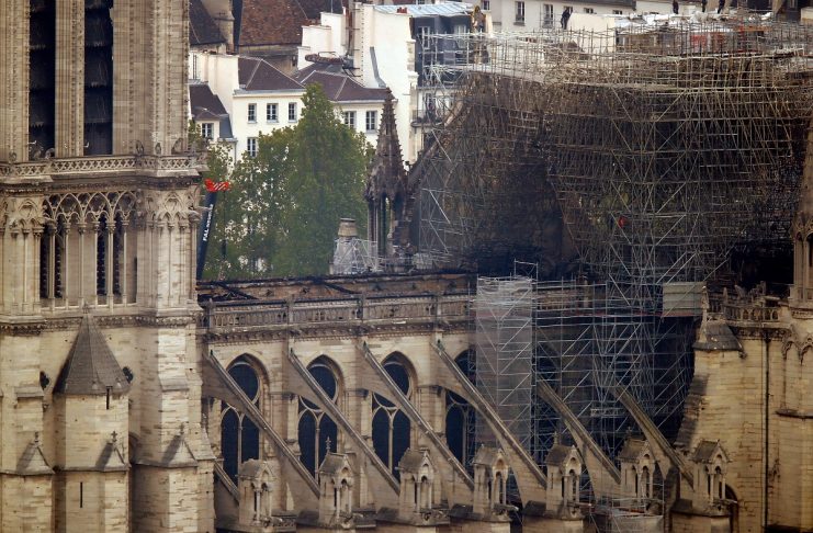 A view shows Notre-Dame Cathedral after a massive fire devastated large parts of the gothic structure in Paris,