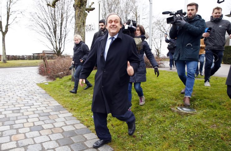 UEFA President Michel Platini arrives at the FIFA headquarters in Zurich