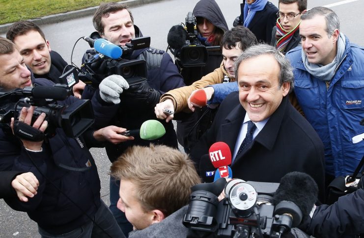 UEFA President Michel Platini arrives at the FIFA headquarters in Zurich