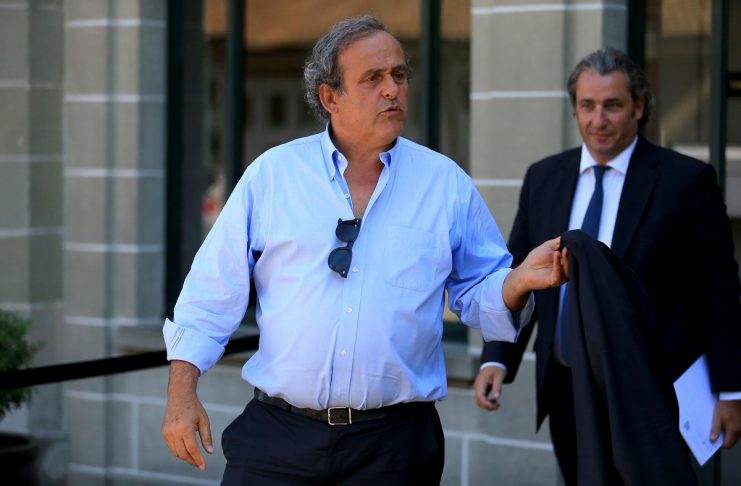 Former UEFA President Platini leaves the Court of Arbitration for Sport (CAS) after being heard in the arbitration procedure involving him and the FIFA in Lausanne
