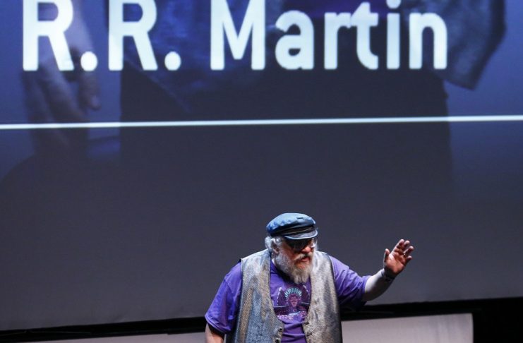 George R.R. Martin waves before his masterclass at the NIFFF in Neuchatel