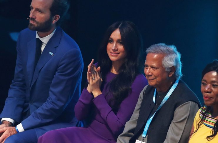Britain’s Meghan, the Duchess of Sussex, attends at the One Young World Summit in London