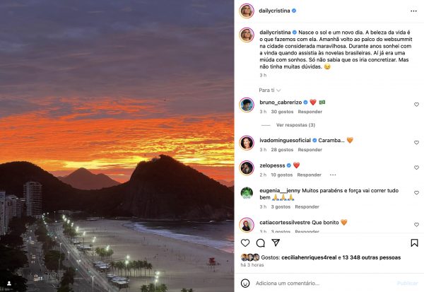 Cristina Ferreira partilha imagem do nascer do sol