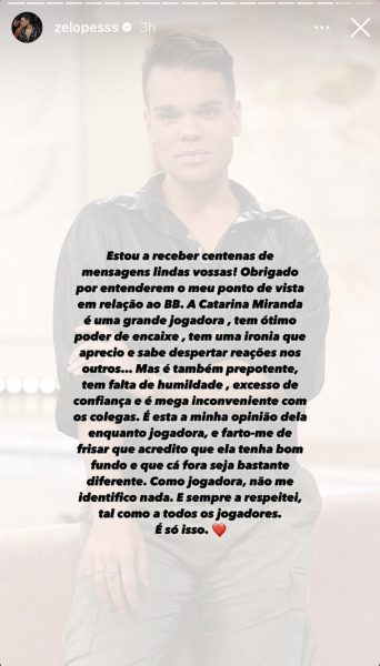 Zé Lopes comenta jogo de Catarina Miranda